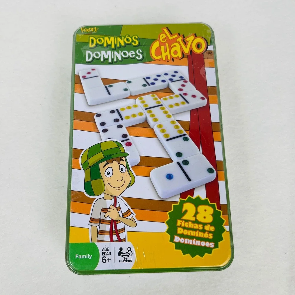El Chavo Animado Dominoes 28 Super-Sized Tiles in Collectible Tin Fundex 2008